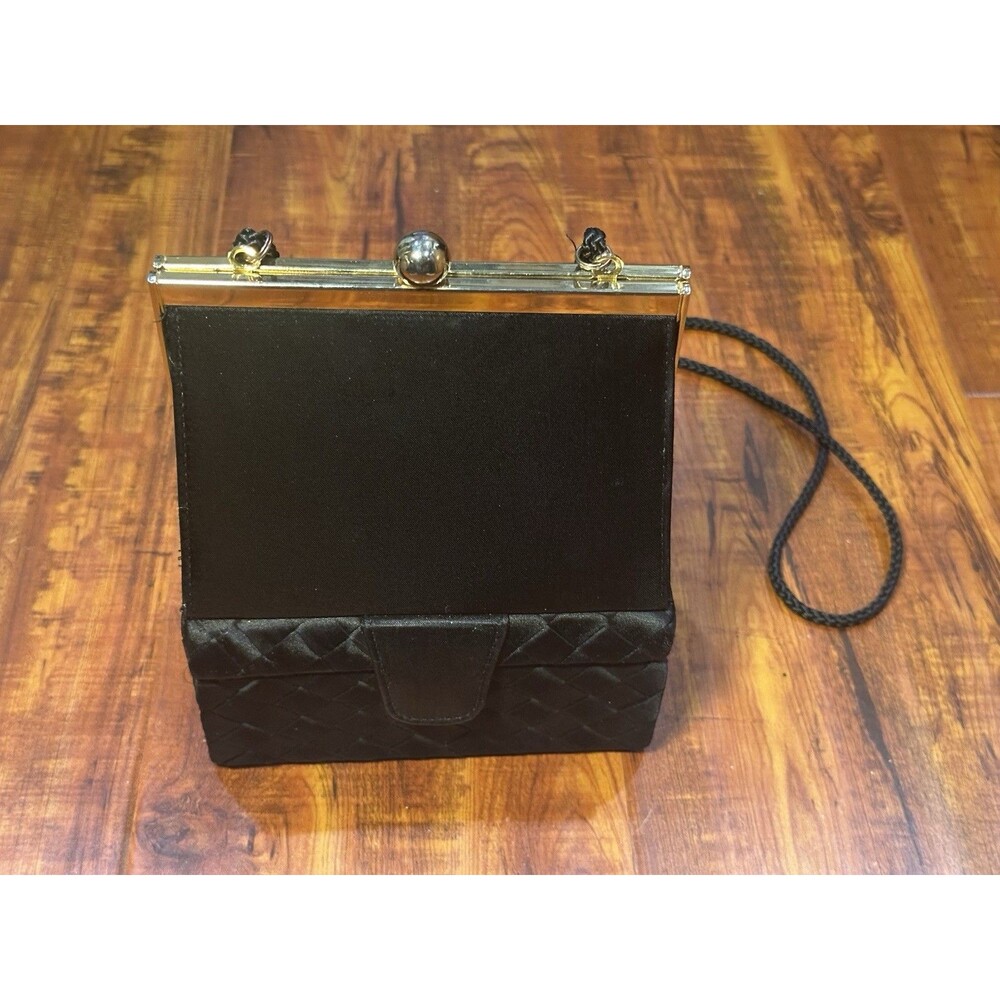Vintage SASHA Black Fabric Clutch & Cosmetic Bag Evening Shoulder Handbag